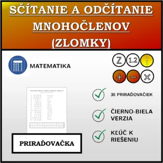 Priraďovačka: Sčítanie a odčítanie mnohočlenov (zlomky)