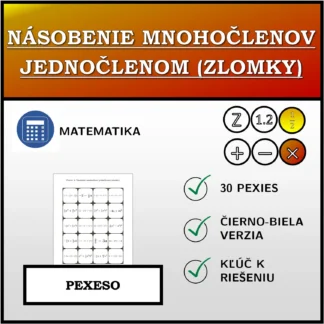 Pexeso: Násobenie mnohočlenov jednočlenom (zlomky)