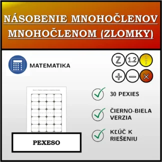 Pexeso: Násobenie mnohočlenov mnohočlenom (zlomky)
