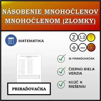 Priraďovačka: Násobenie mnohočlenov mnohočlenom (zlomky)