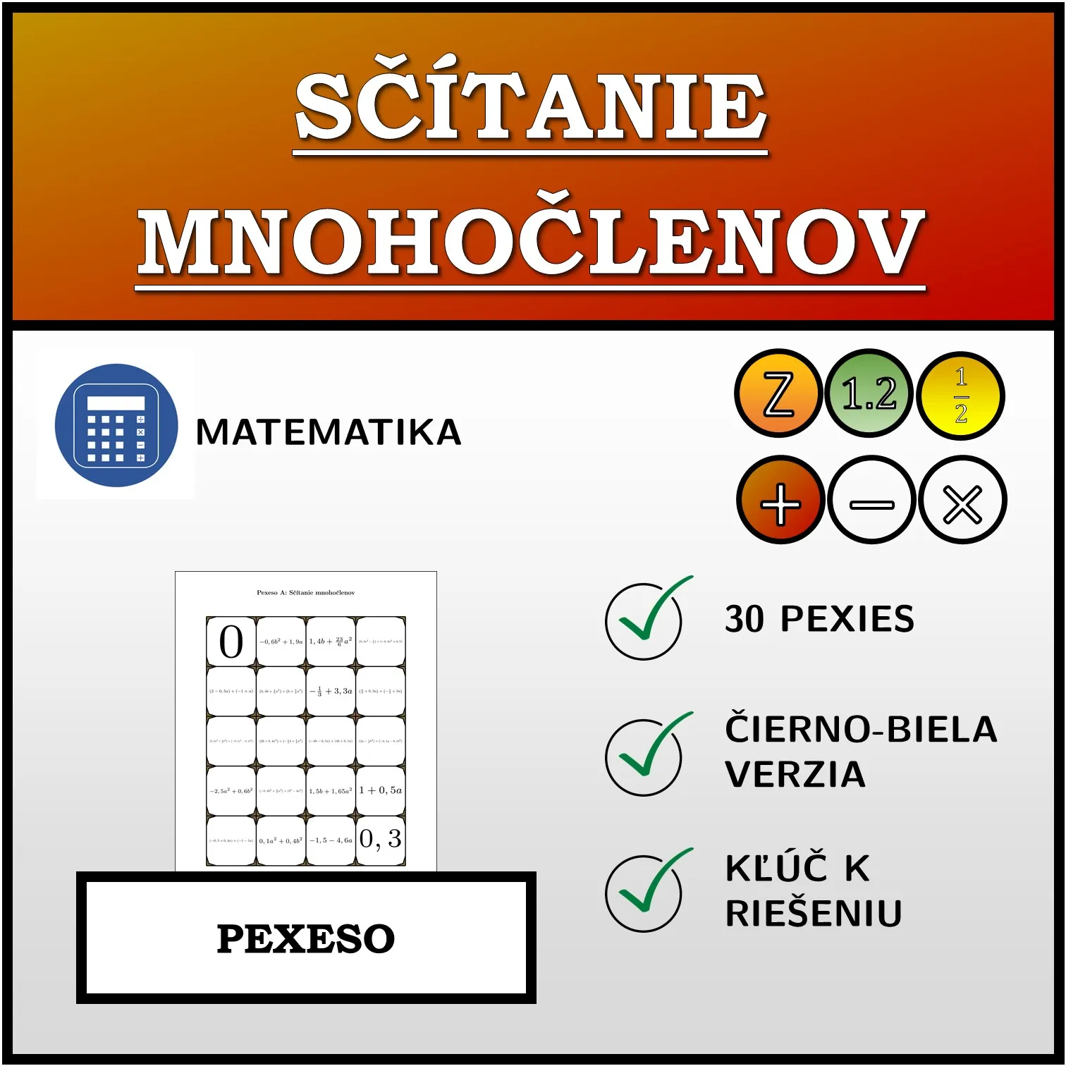 Pexeso: Sčítanie mnohočlenov