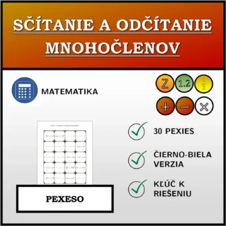 Pexeso: Sčítanie a odčítanie mnohočlenov
