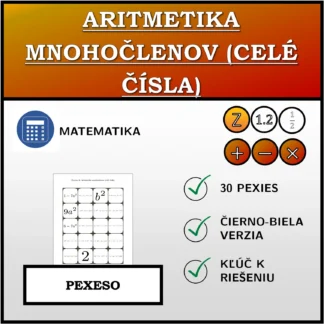 Pexeso: Aritmetika mnohočlenov (celé čísla)