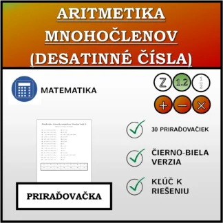 Priraďovačka: Aritmetika mnohočlenov (desatinné čísla)