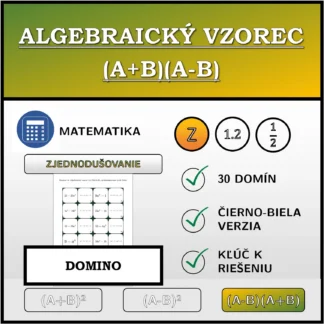 Domino: Algebraický vzorec (A+B)(A-B), zjednodušovanie (celé čísla)