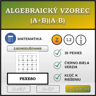 Pexeso: Algebraický vzorec (A+B)(A-B), zjednodušovanie (celé čísla)