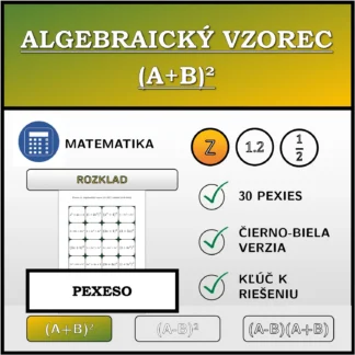 Pexeso: Algebraický vzorec (A+B)², rozklad (celé čísla)
