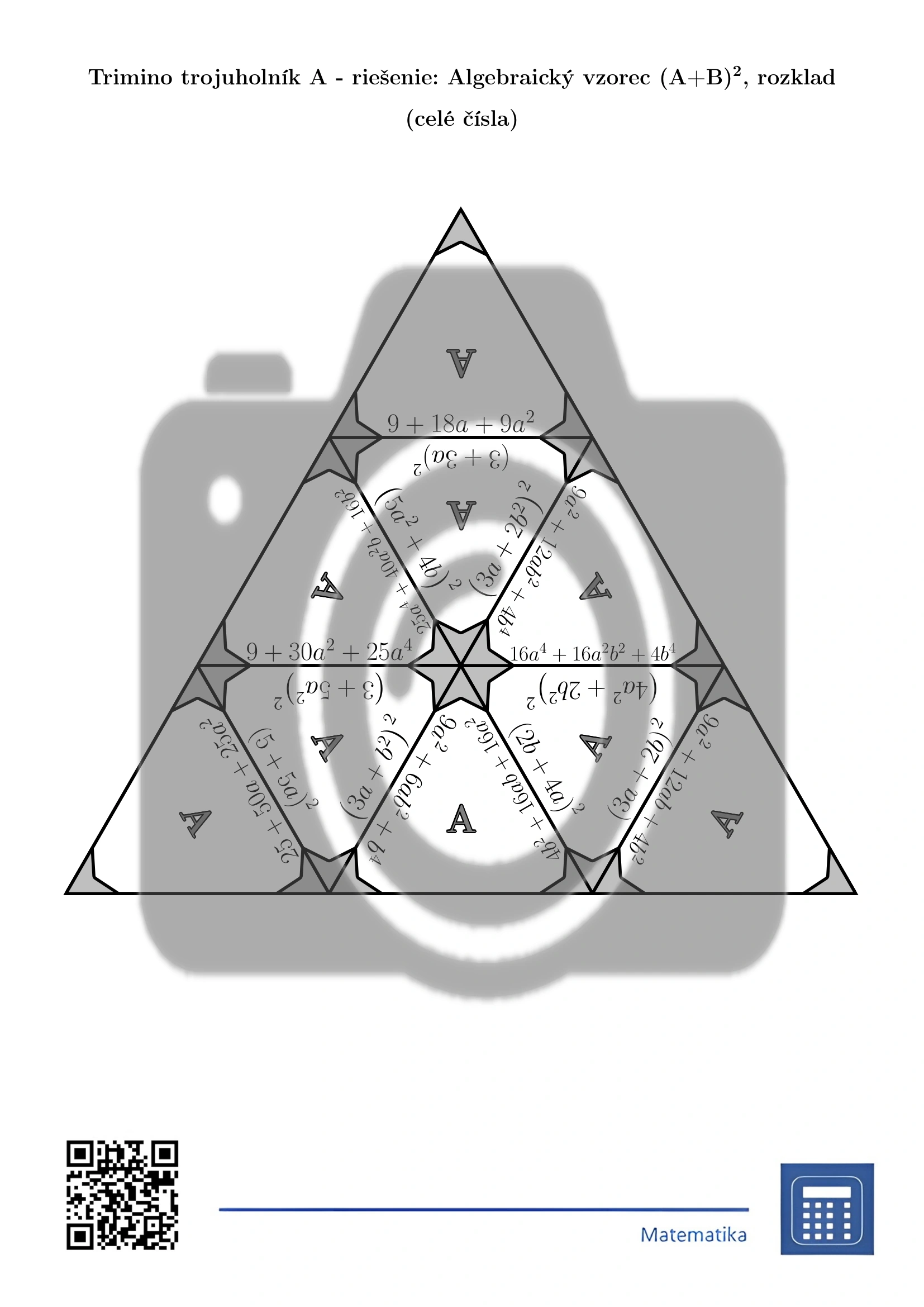 Trimino: Algebraický vzorec (A+B)², rozklad (celé čísla) – Obrázok 6