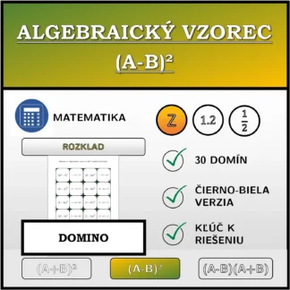Domino: Algebraický vzorec (A-B)², rozklad (celé čísla)