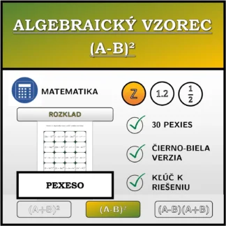 Pexeso: Algebraický vzorec (A-B)², rozklad (celé čísla)