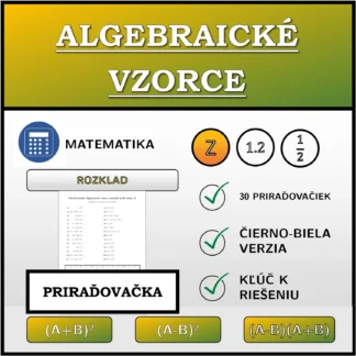 Priraďovačka: Algebraické vzorce, rozklad (celé čísla)
