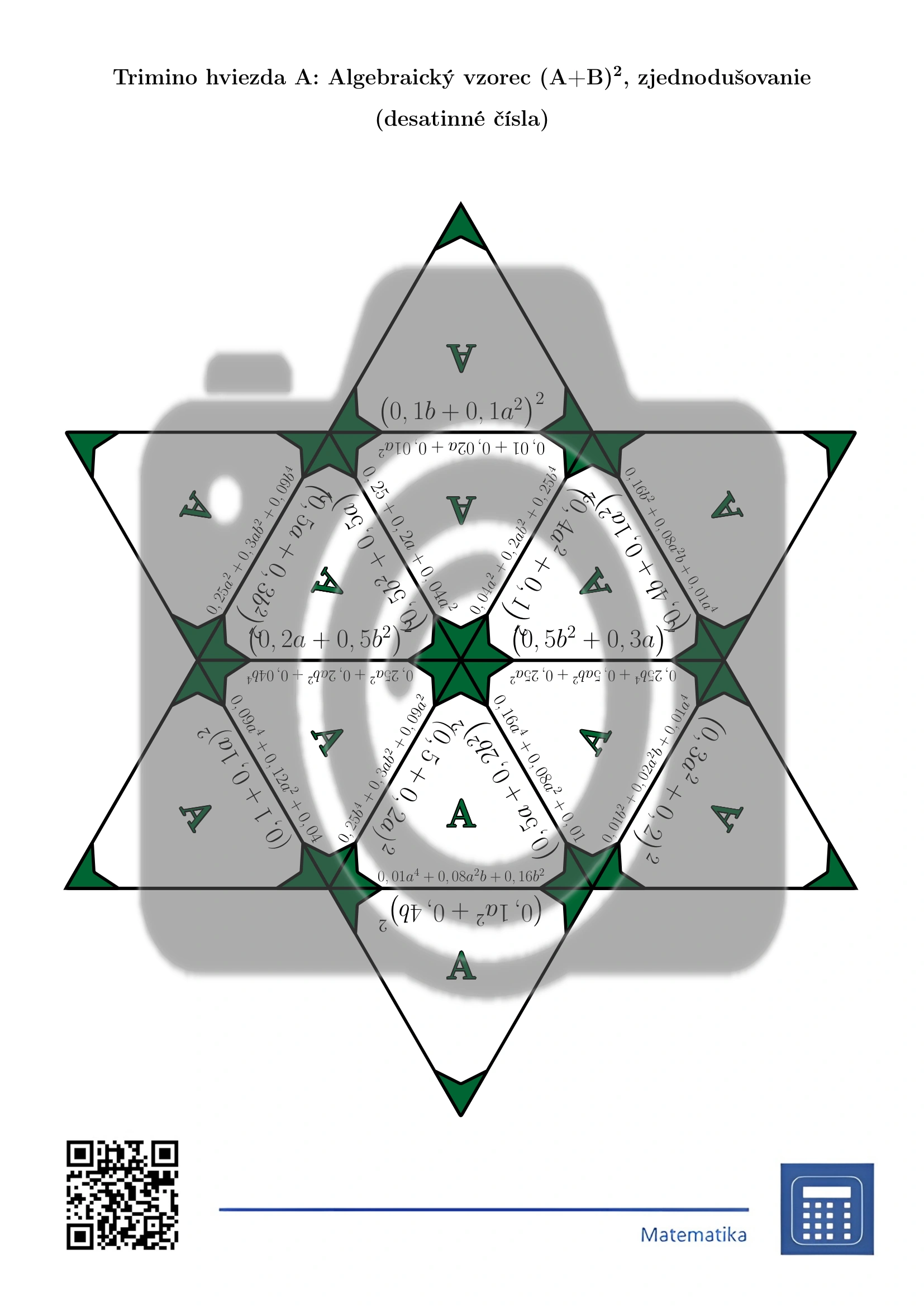 Trimino: Algebraický vzorec (A+B)², zjednodušovanie (desatinné čísla) – Obrázok 4