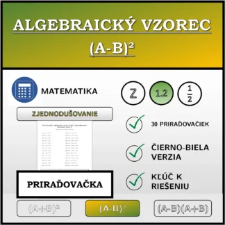 Priraďovačka: Algebraický vzorec (A-B)², zjednodušovanie (desatinné čísla)