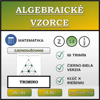 Trimino: Algebraické vzorce, zjednodušovanie (desatinné čísla)