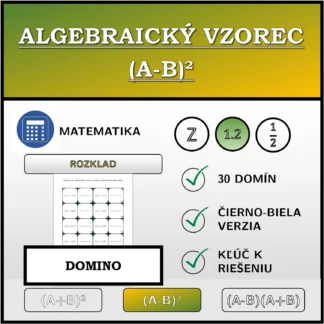 Domino: Algebraický vzorec (A-B)², rozklad (desatinné čísla)