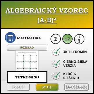 Tetromino: Algebraický vzorec (A-B)², rozklad (desatinné čísla)