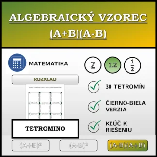 Tetromino: Algebraický vzorec (A+B)(A-B), rozklad (desatinné čísla)