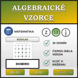 Domino: Algebraické vzorce, rozklad (desatinné čísla)