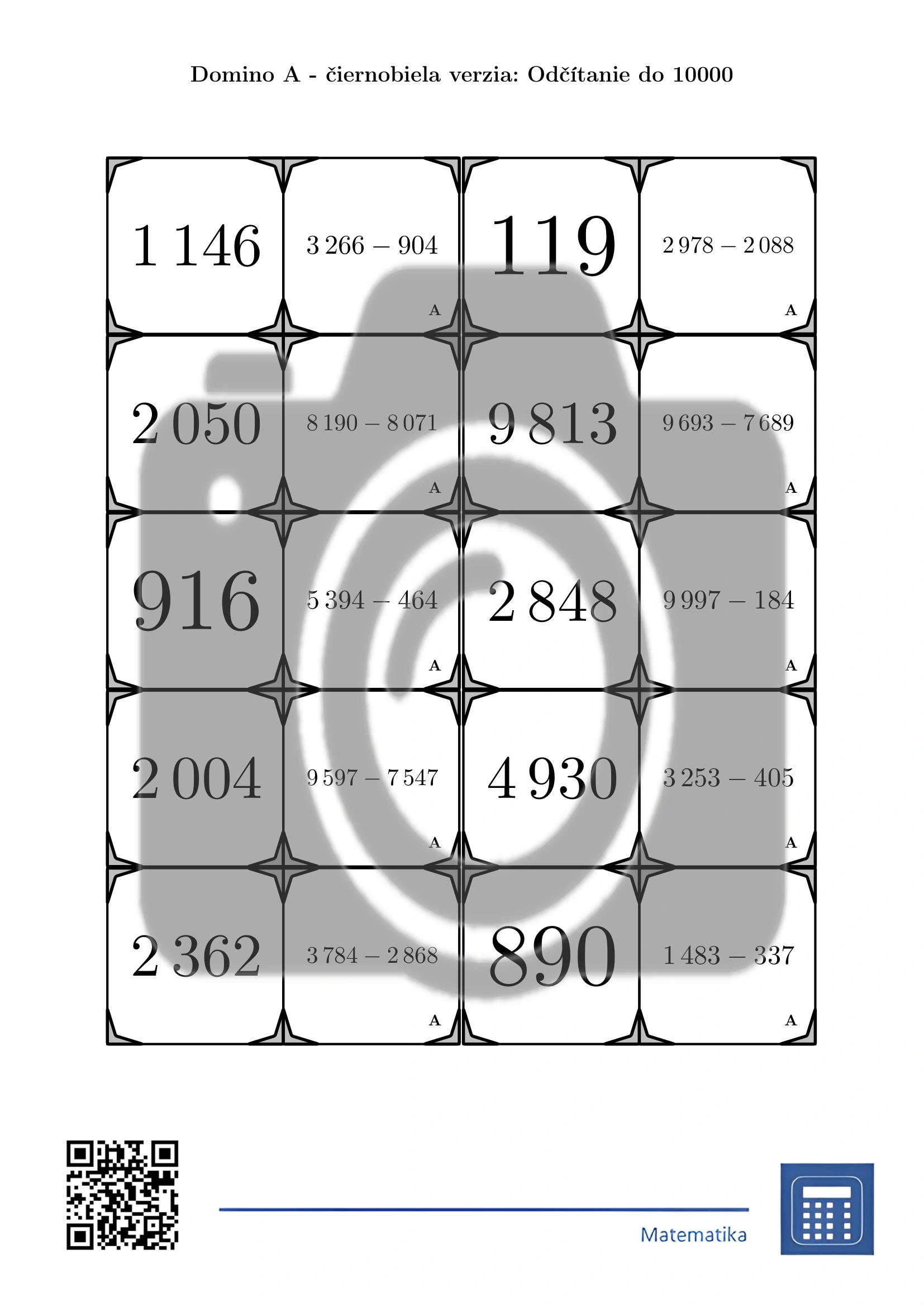 Domino: Odčítanie do 10000 – Obrázok 3