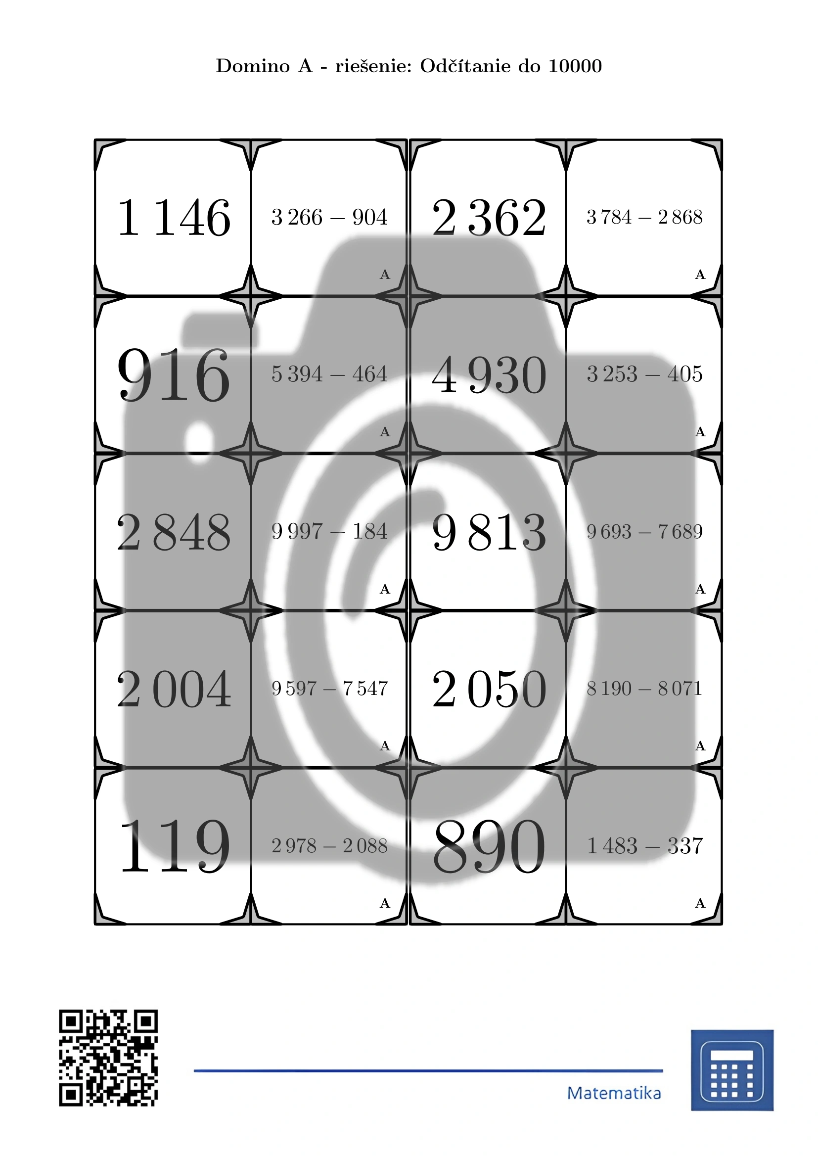 Domino: Odčítanie do 10000 – Obrázok 4