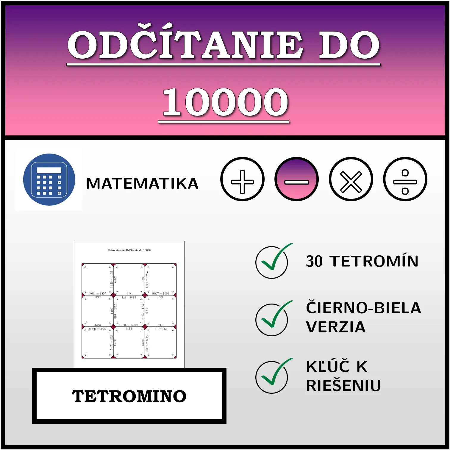 Tetromino: Odčítanie do 10000