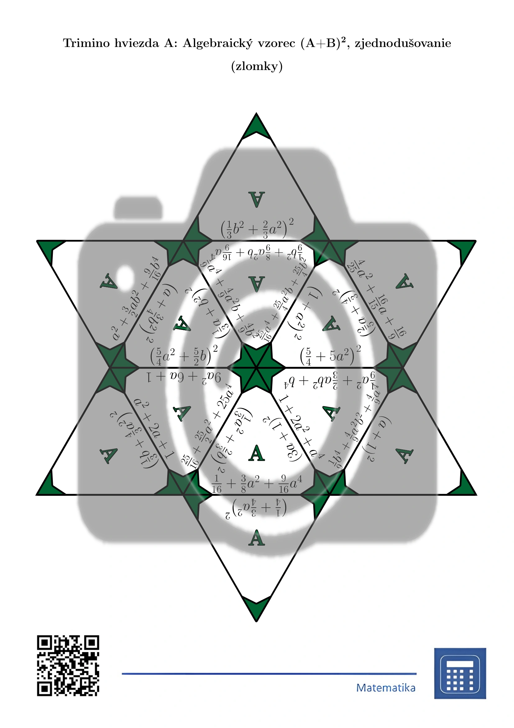 Trimino: Algebraický vzorec (A+B)², zjednodušovanie (zlomky) – Obrázok 4
