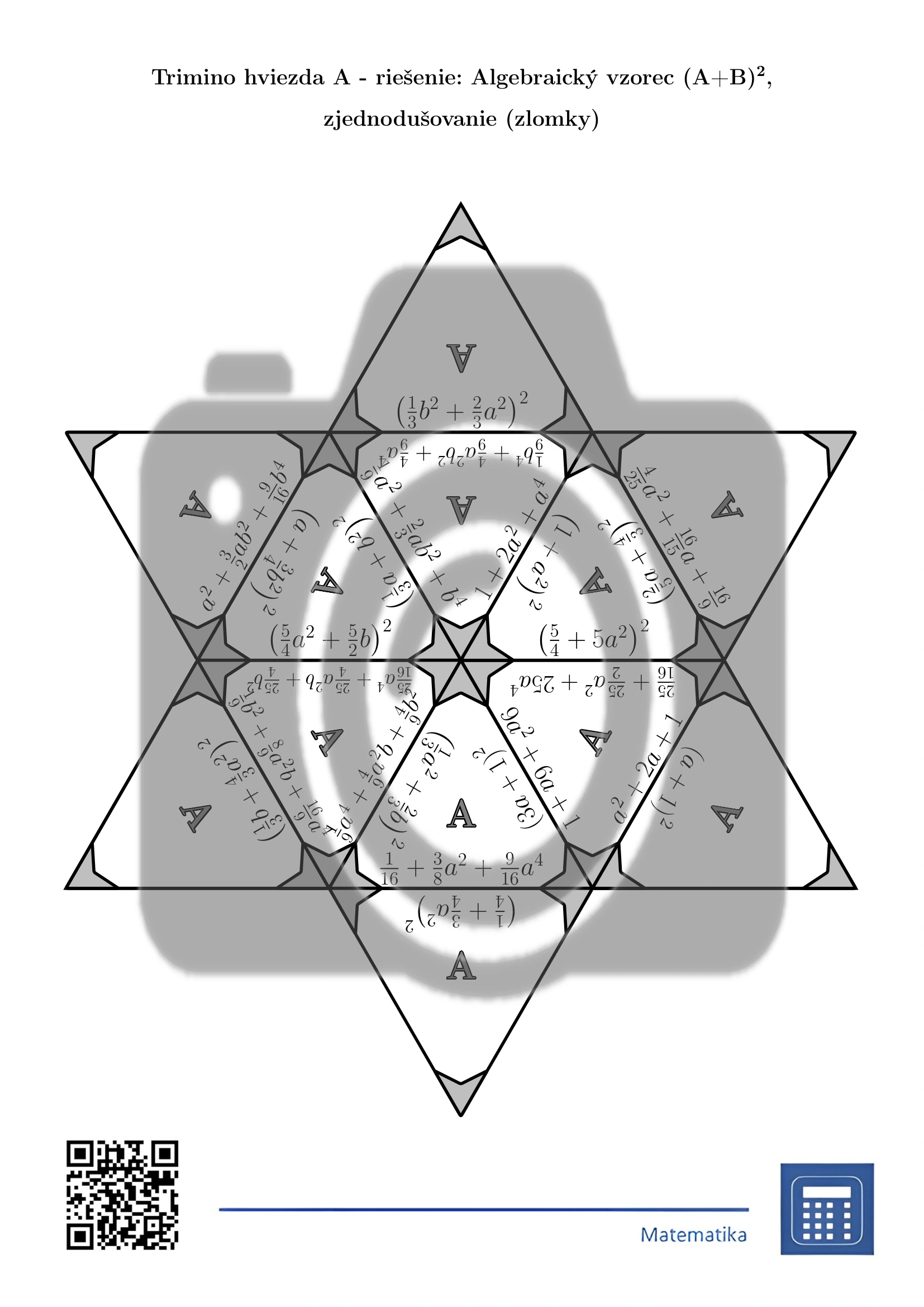 Trimino: Algebraický vzorec (A+B)², zjednodušovanie (zlomky) – Obrázok 7