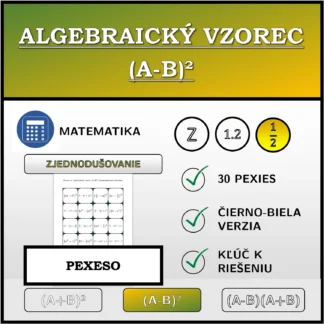Pexeso: Algebraický vzorec (A-B)², zjednodušovanie (zlomky)
