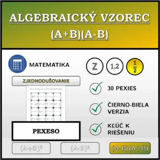 Pexeso: Algebraický vzorec (A+B)(A-B), zjednodušovanie (zlomky)