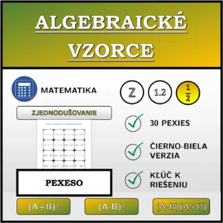 Pexeso: Algebraické vzorce, zjednodušovanie (zlomky)