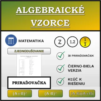 Priraďovačka: Algebraické vzorce, zjednodušovanie (zlomky)
