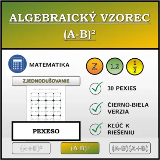 Pexeso: Algebraický vzorec (A-B)², zjednodušovanie