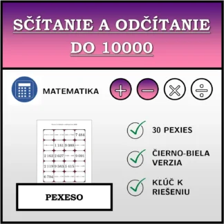 Pexeso: Sčítanie a odčítanie do 10000