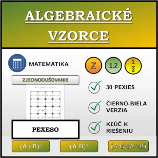 Pexeso: Algebraické vzorce, zjednodušovanie