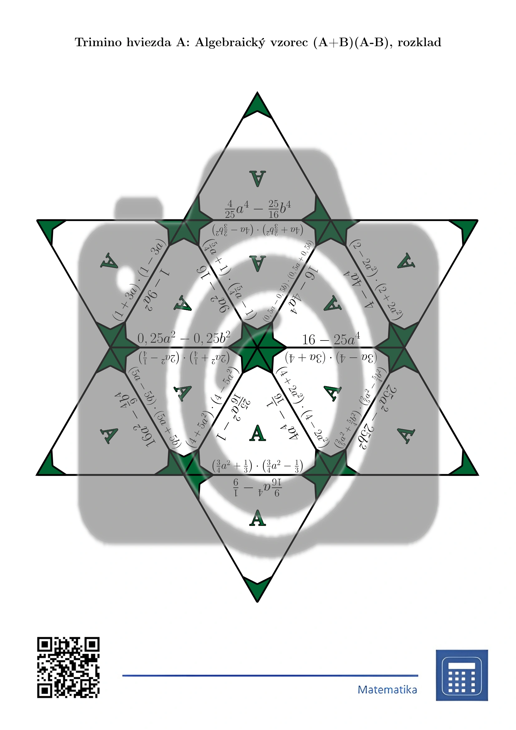 Trimino: Algebraický vzorec (A+B)(A-B), rozklad – Obrázok 4