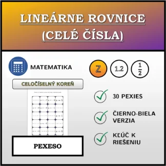 Pexeso: Lineárne rovnice (celé čísla), celočíselný koreň