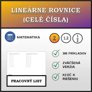 Pracovný list: Lineárne rovnice (celé čísla)
