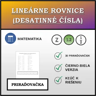 Priraďovačka: Lineárne rovnice (desatinné čísla)