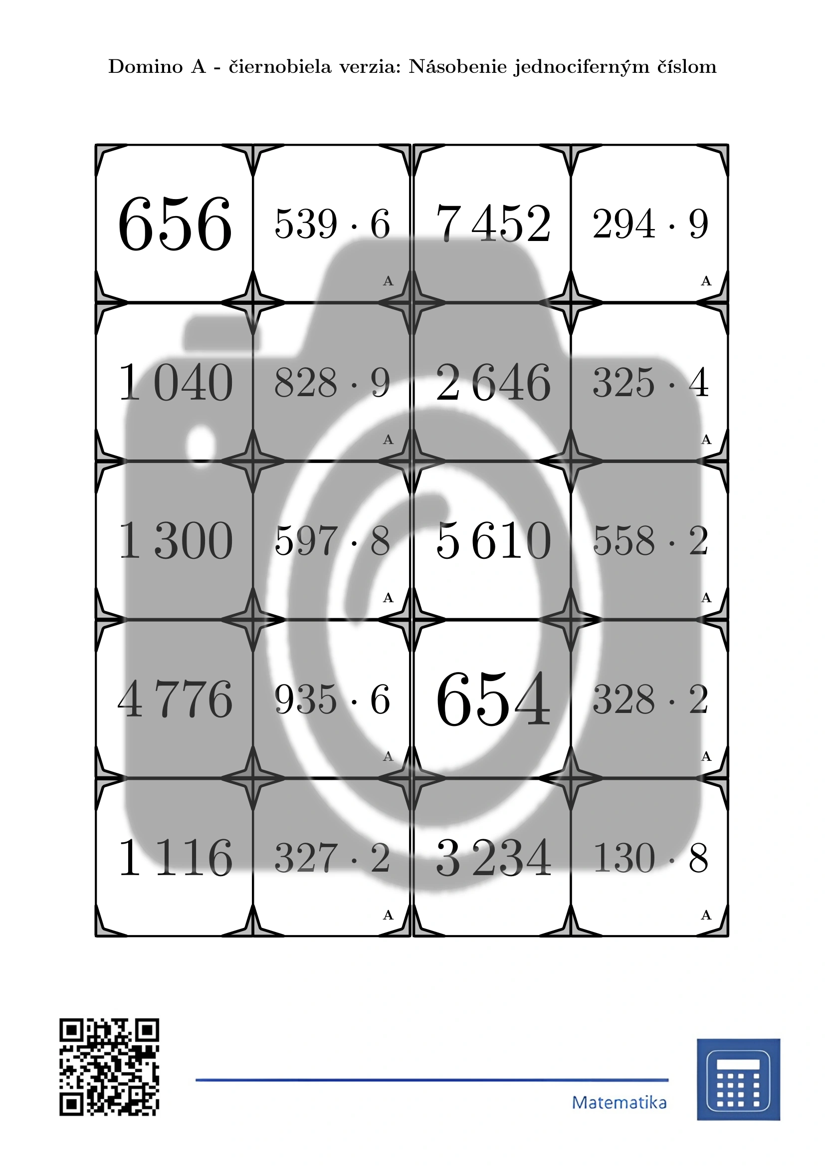 Domino: Násobenie jednociferným číslom – Obrázok 3
