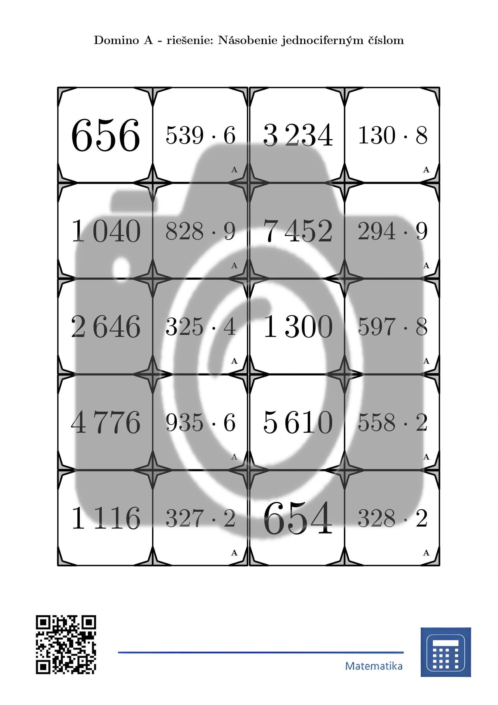 Domino: Násobenie jednociferným číslom – Obrázok 4