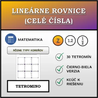 Tetromino: Lineárne rovnice (celé čísla), rôzne typy koreňov