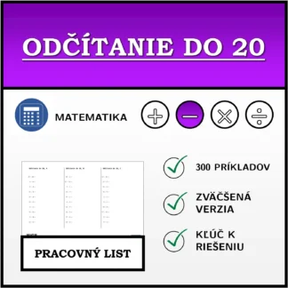 Pracovný list: Odčítanie do 20