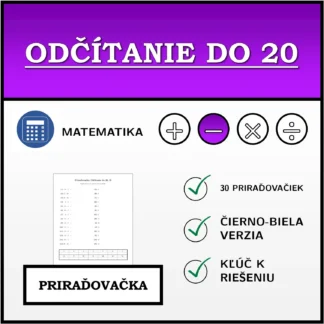 Priraďovačka: Odčítanie do 20