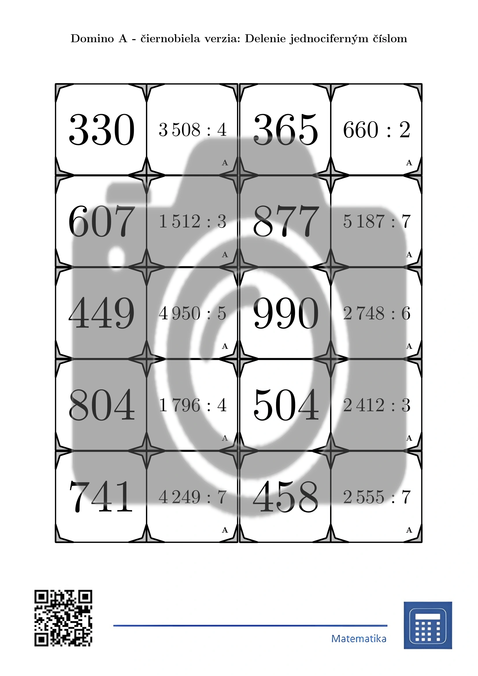 Domino: Delenie jednociferným číslom – Obrázok 3