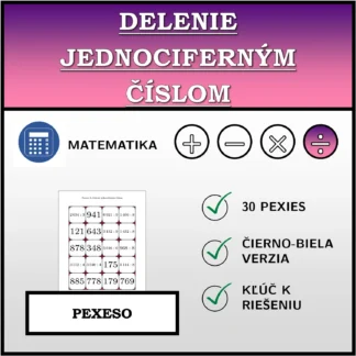 Pexeso: Delenie jednociferným číslom