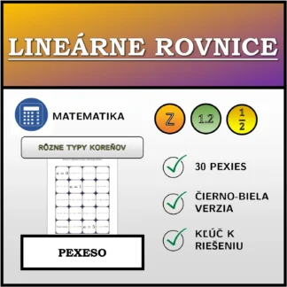 Pexeso: Lineárne rovnice, rôzne typy koreňov