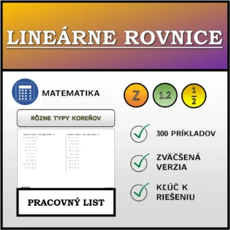 Pracovný list: Lineárne rovnice, rôzne typy koreňov