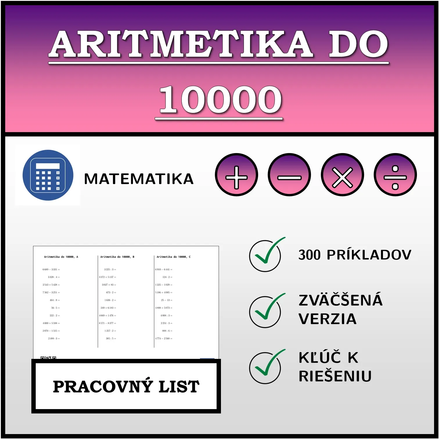Pracovný list: Aritmetika do 10000