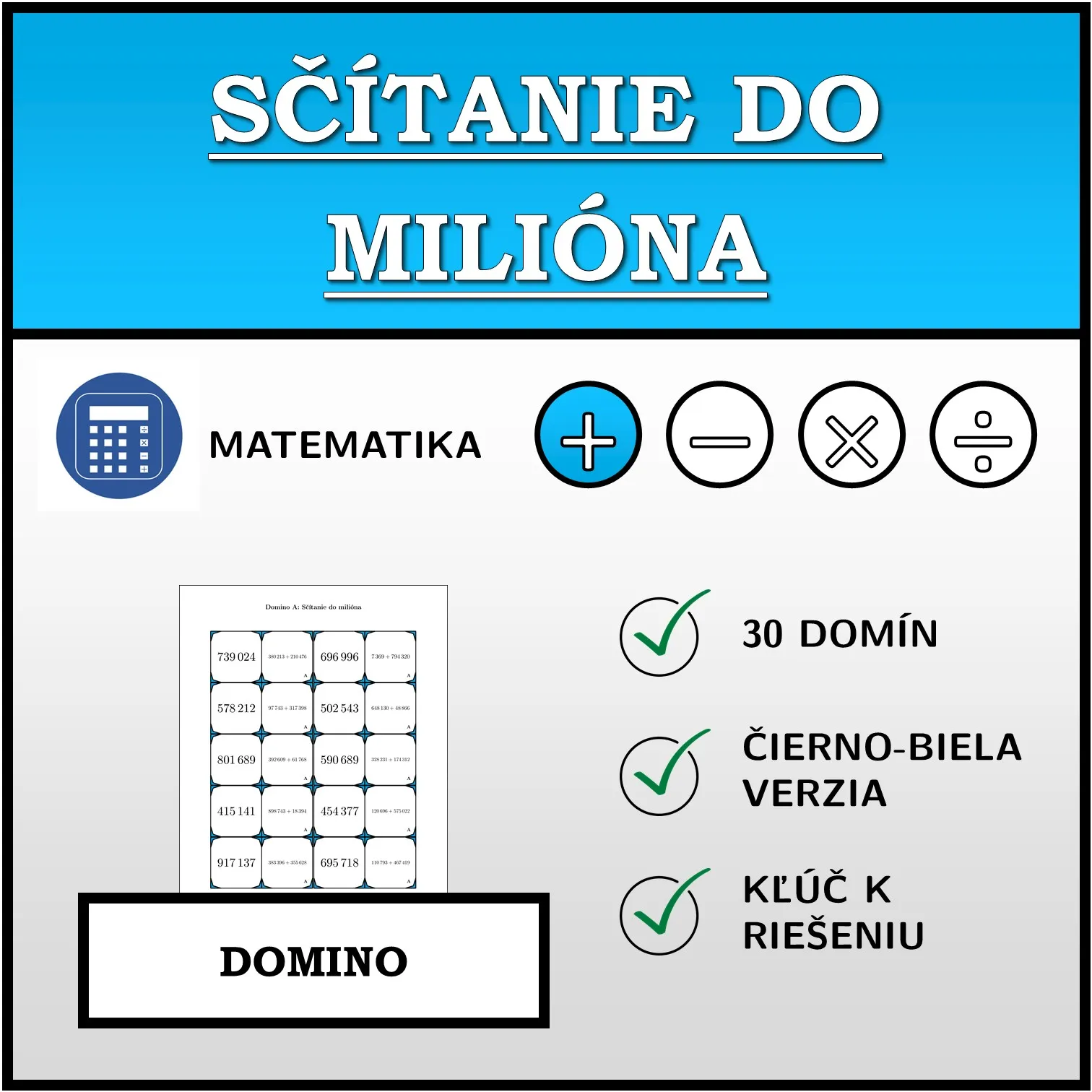 Domino: Sčítanie do milióna