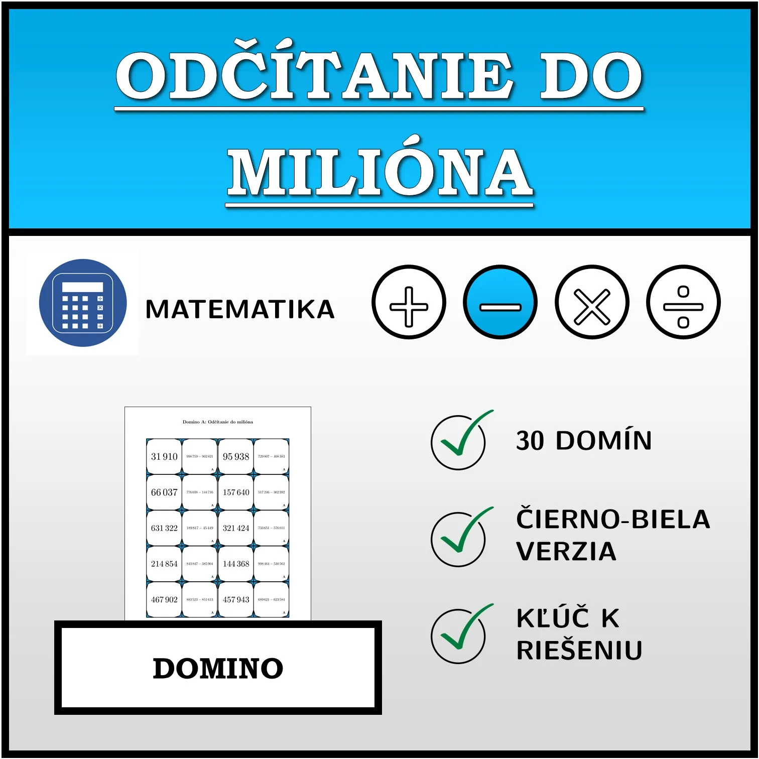 Domino: Odčítanie do milióna